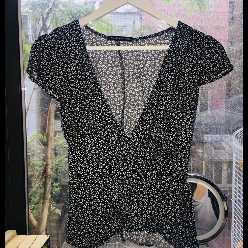 Brandy Navy Floral Wrap Top